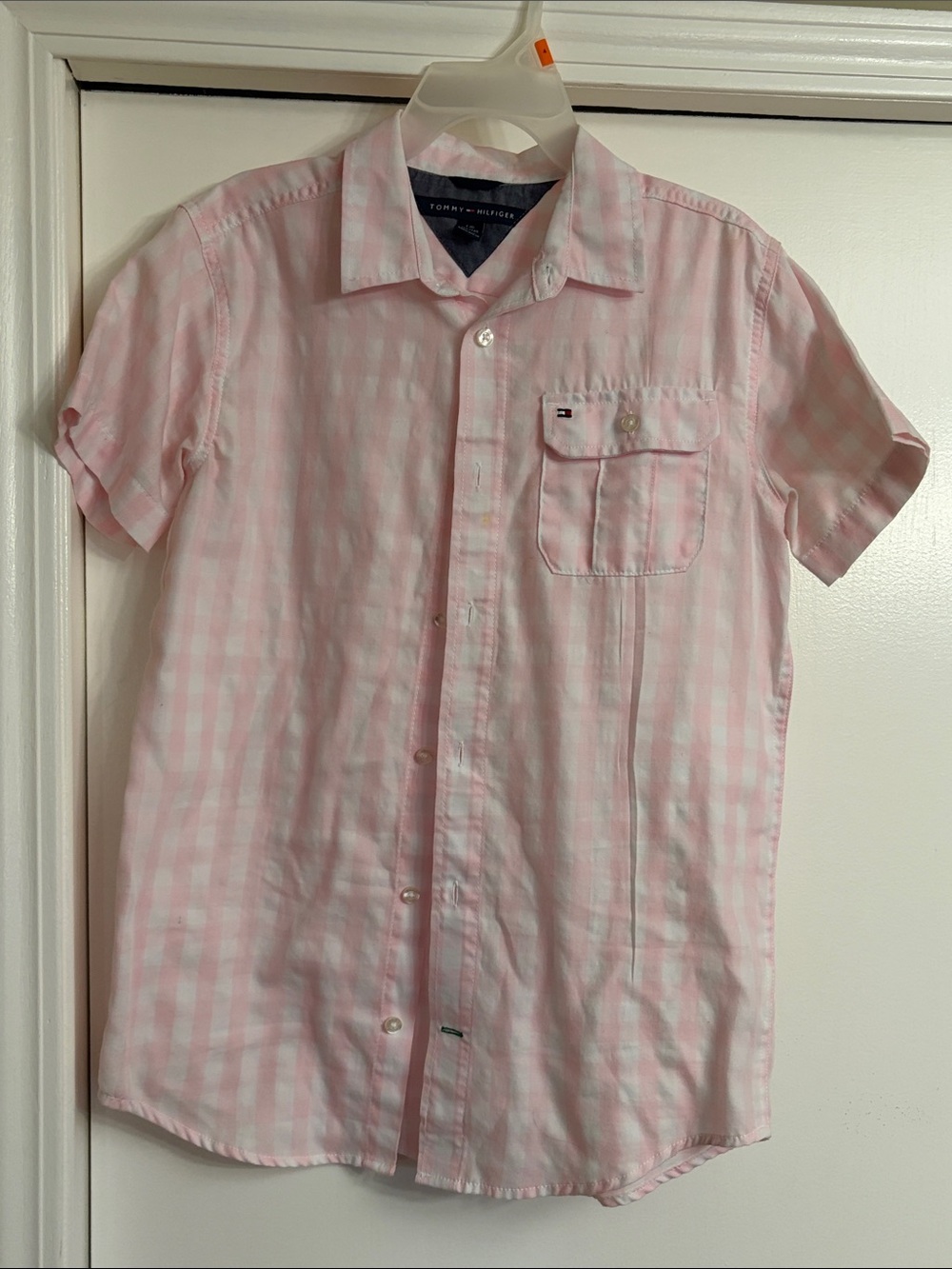 Tommy Hilfiger Pink Gingham Short-Sleeve Button-Down Shirt